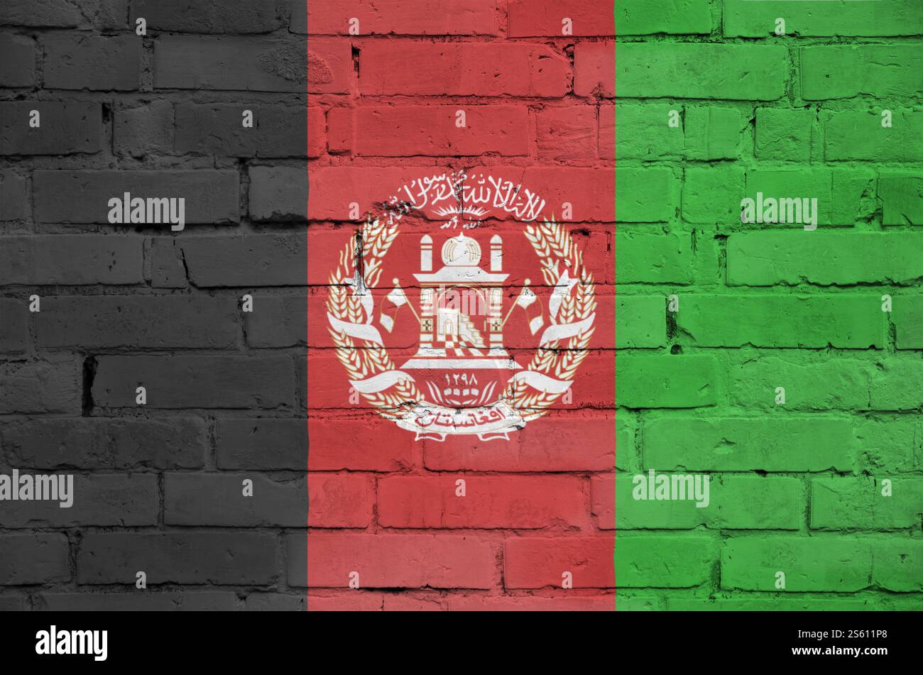 Afghanistan flag is painted onto an old brick wall Stock Photo - Alamy