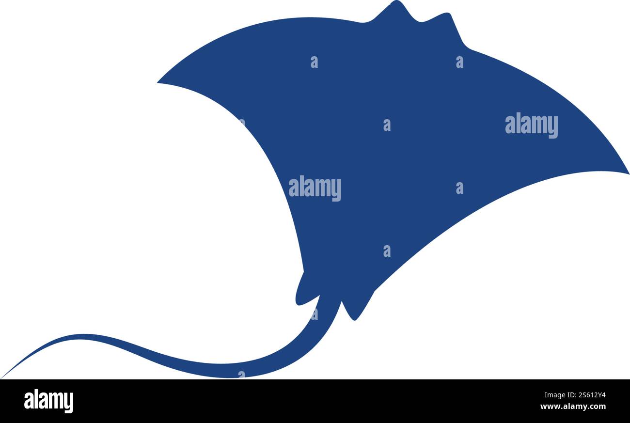 Stingray logo ilustration vector flat design template Stock Vector