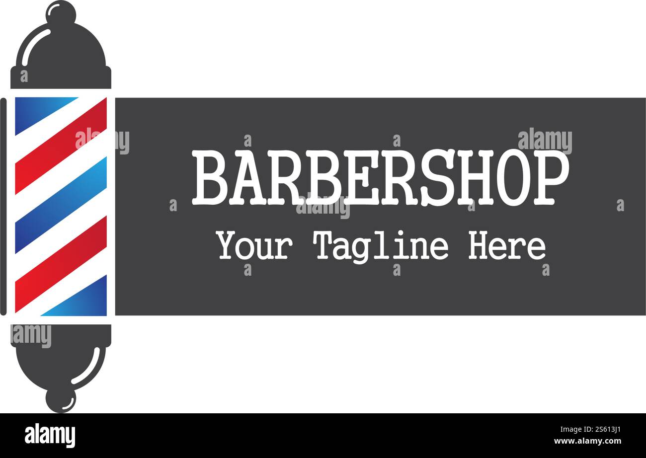 Barber pole logo ilustration vector template Stock Vector