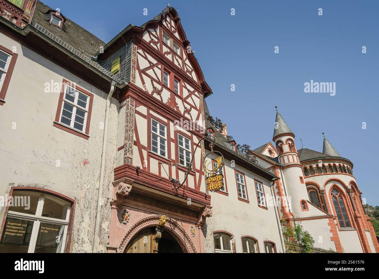 Alter Posthof, Oberstraße, Altstadt, Bacharach, Rheinland-Pfalz, Deutschland *** Alter Posthof, Oberstraße, Old Town, Bacharach, Rhineland-Palatinate, Germany Stock Photo