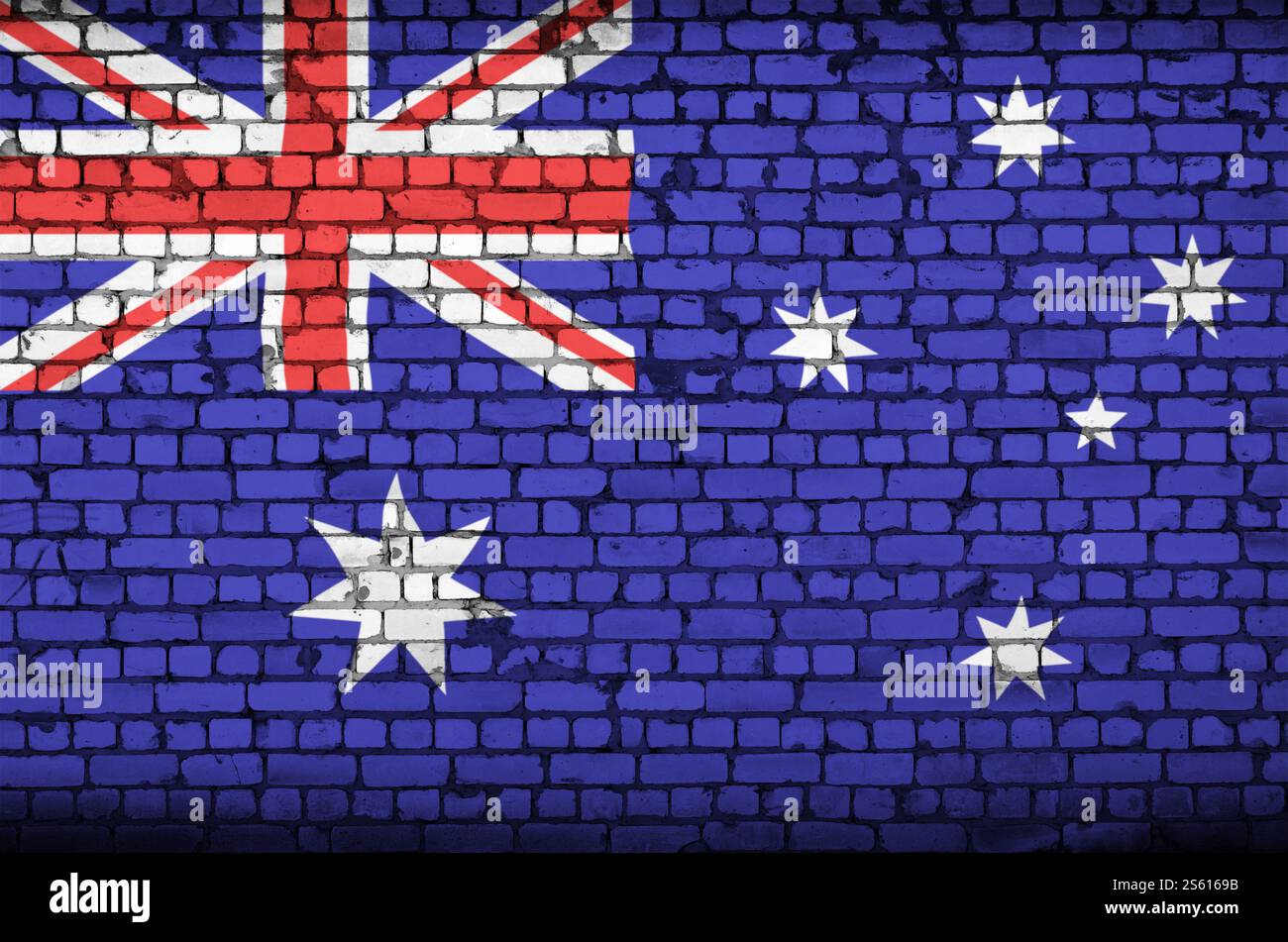 Australia flag is painted onto an old brick wall Stock Photo - Alamy