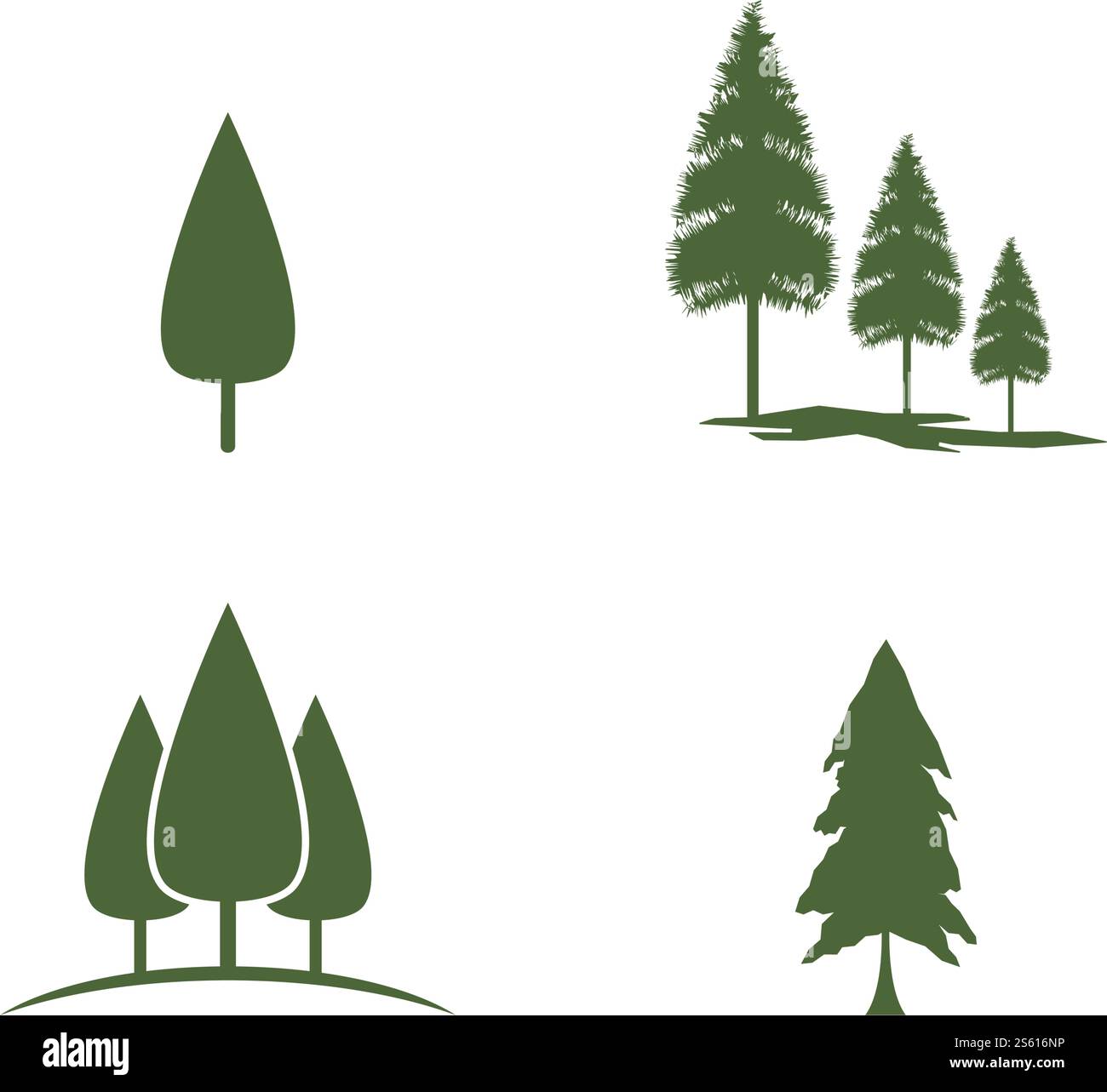 Set of Pine tree logo ilustration vector design Stock Vector