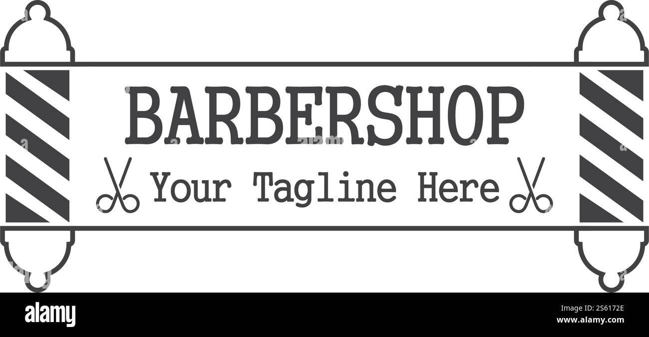 Barber pole logo ilustration vector template Stock Vector