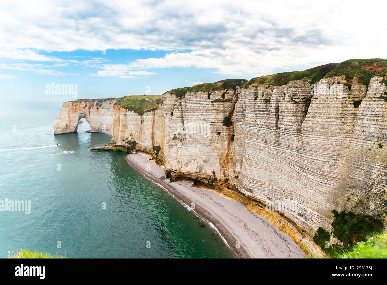 Beautiful seaside landscape of cliffs on the Normandy coast in France ...