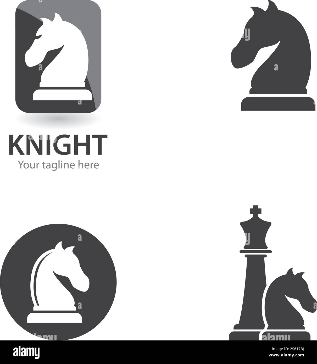 Chess knight logo icon ilustration vector template Stock Vector