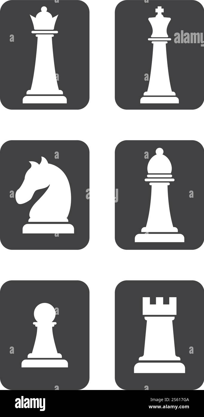 Chess icon set ilustration vector template Stock Vector