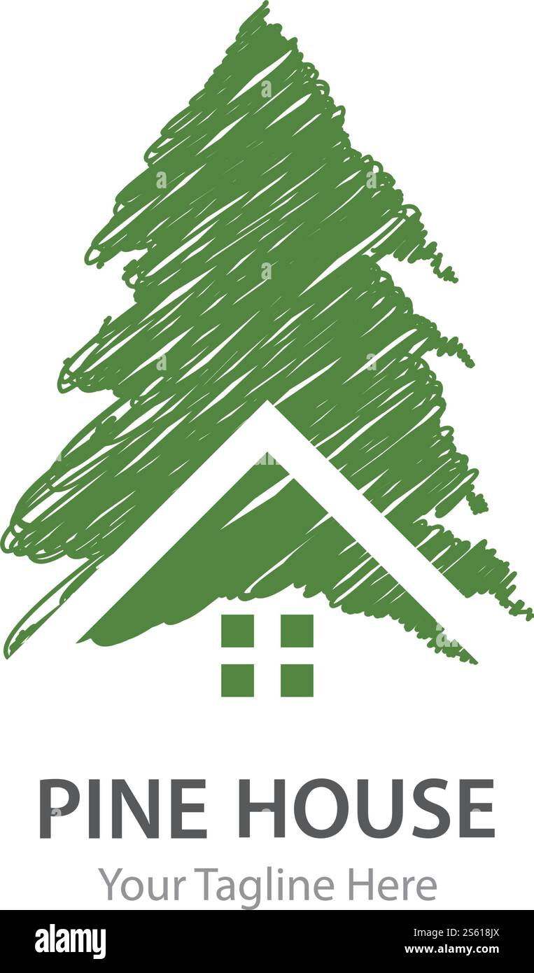 Pine tree logo ilustration vector design Stock Vector