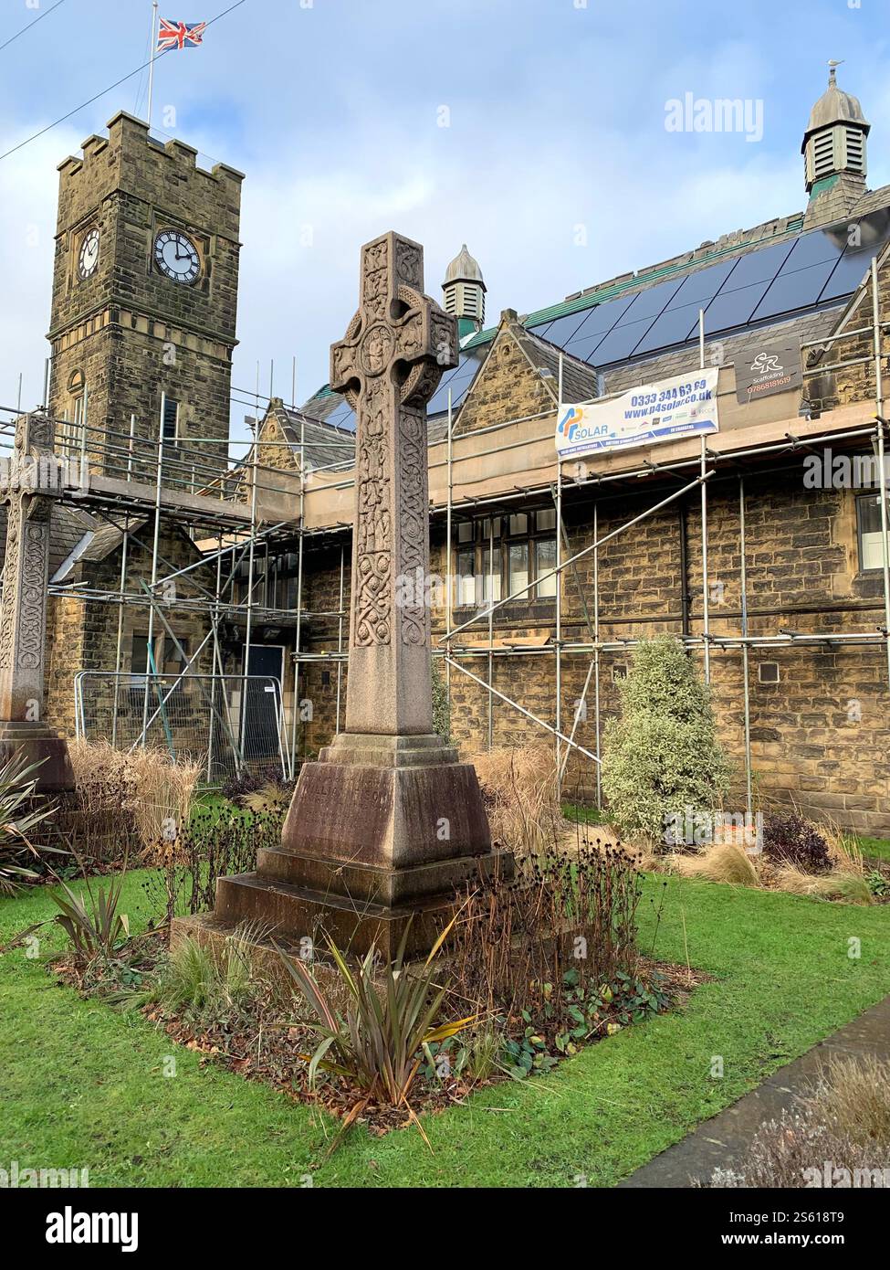Burley in Wharfedale houses house West Yorkshire place live lived lives town Village Country England British UK stone type homes family families old - Smartphone Captured Stock Image