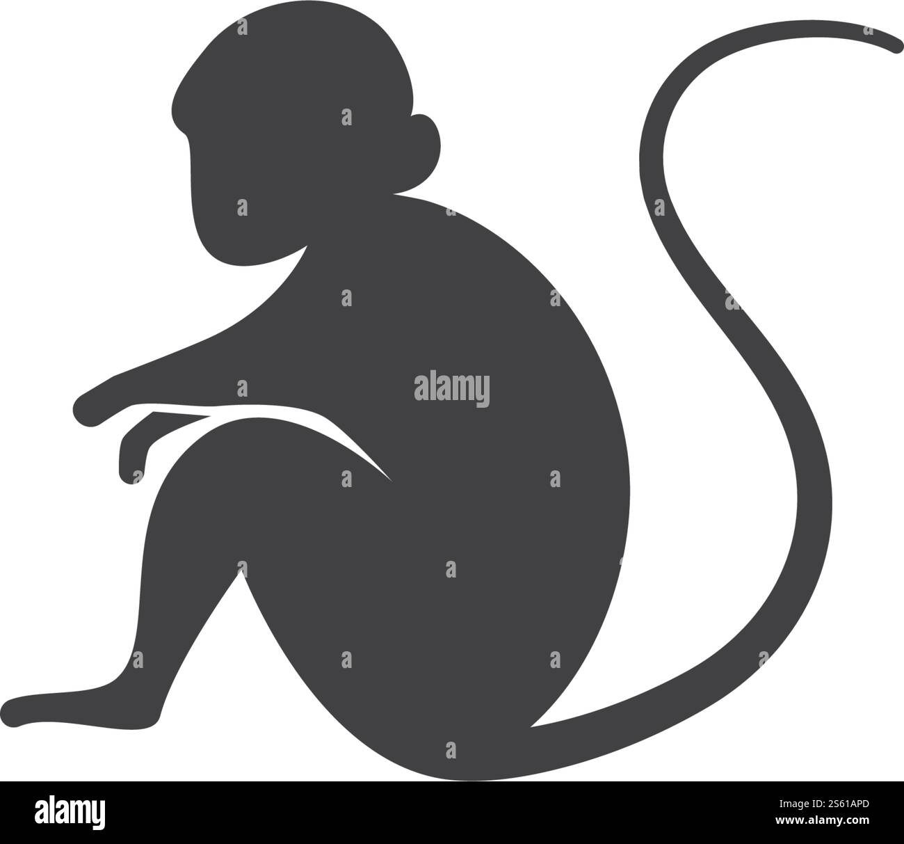 Monkey logo ilustration vector flat design Stock Vector
