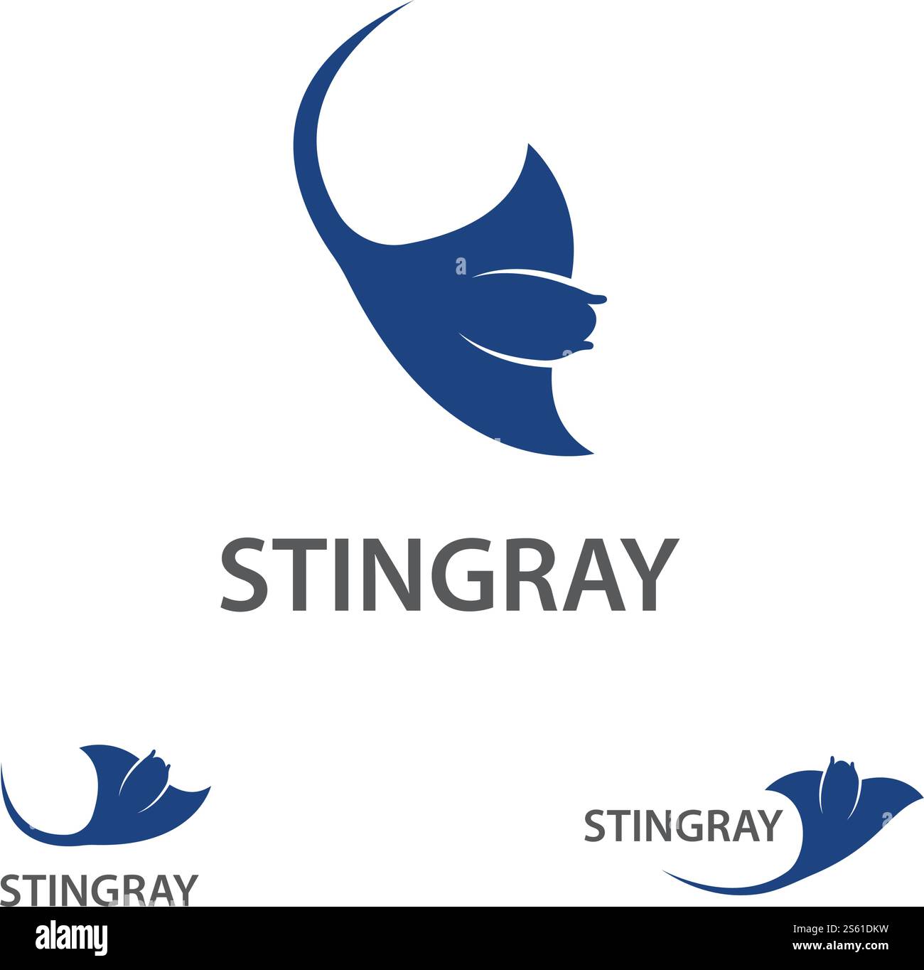 Stingray logo ilustration vector flat design template Stock Vector