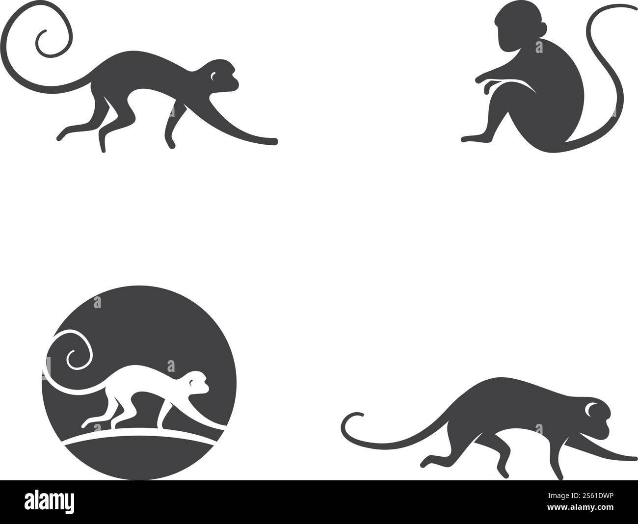 Monkey logo ilustration vector flat design Stock Vector