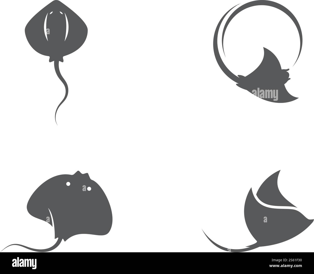 Stingray logo set ilustration vector flat design template Stock Vector