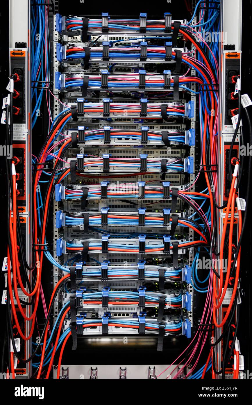 Nuremberg, Germany. 19th Nov, 2024. An equipped server rack is located ...
