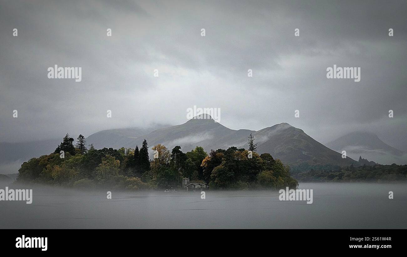 atmospheric photograph of Derwentwater and Catbells - Smartphone Captured Stock Image