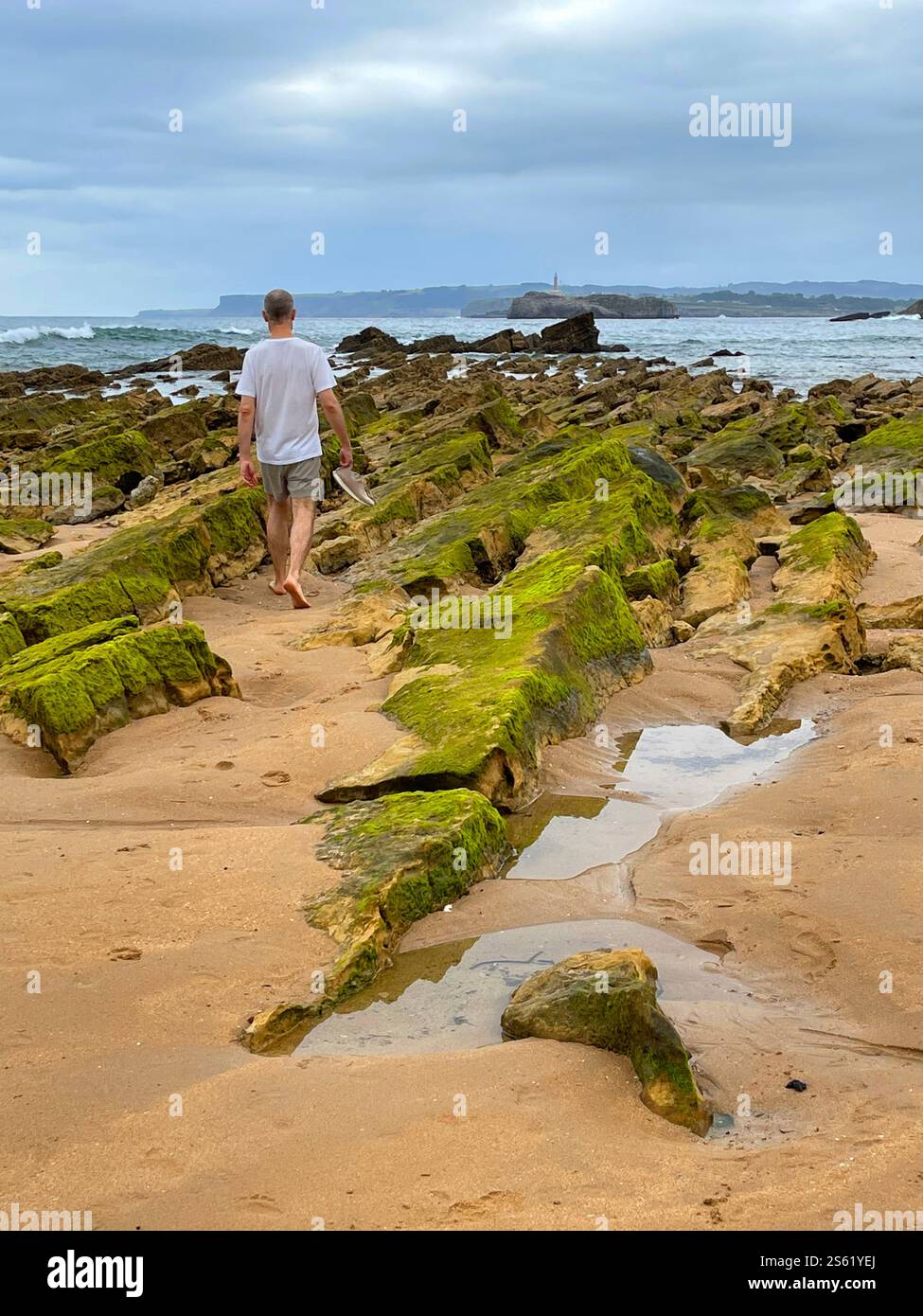 Low tide in El Sardinero beach. Santander, Spain. - Smartphone Captured Stock Image