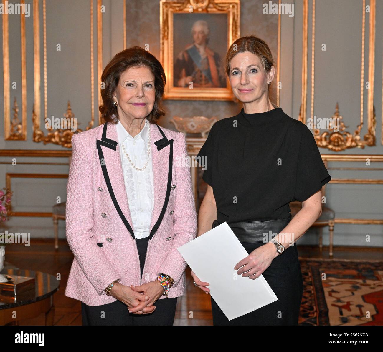 Stockholm, Sweden. 15th Jan, 2025. STOCKHOLM 20250115Queen Silvia awarded scholarships from the Queen Silvia Jubilee Fund for research into children and disabilities at a ceremony at Stockholm Palace on Tuesday. Pictured is Karolina Falkenius Schmidt, assistant chief physician/doctoral student at Skåne University Hospital and Lund University, for the project “Consequences of congenital infection with cytomegalovirus - long-term follow-up of chronic infectious disease”. Stockholm, Sweden 15 January 2024. Photo: Jonas Ekströmer/TT/code 10030 Credit: TT News Agency/Alamy Live News Stock Photo