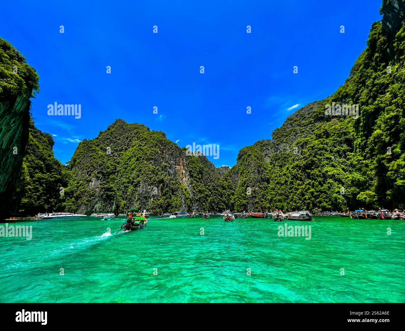 View from the sea towards a bay in Thailand - Smartphone Captured Stock Image