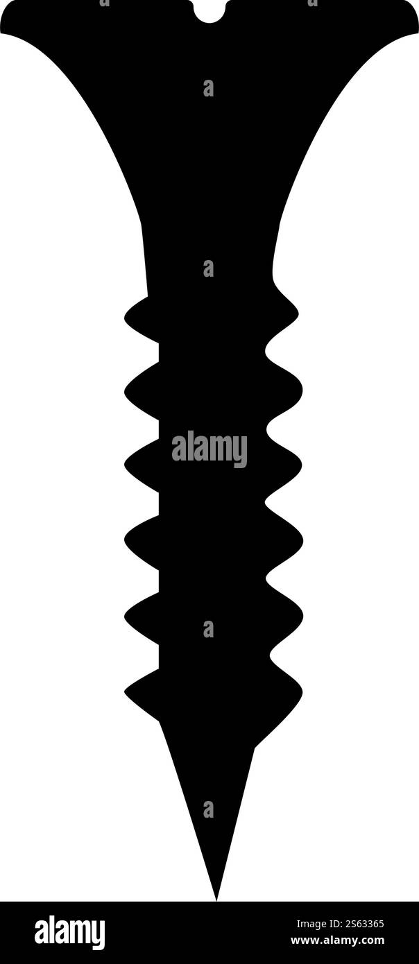 Self tapping screw short long icon black color vector illustration flat ...