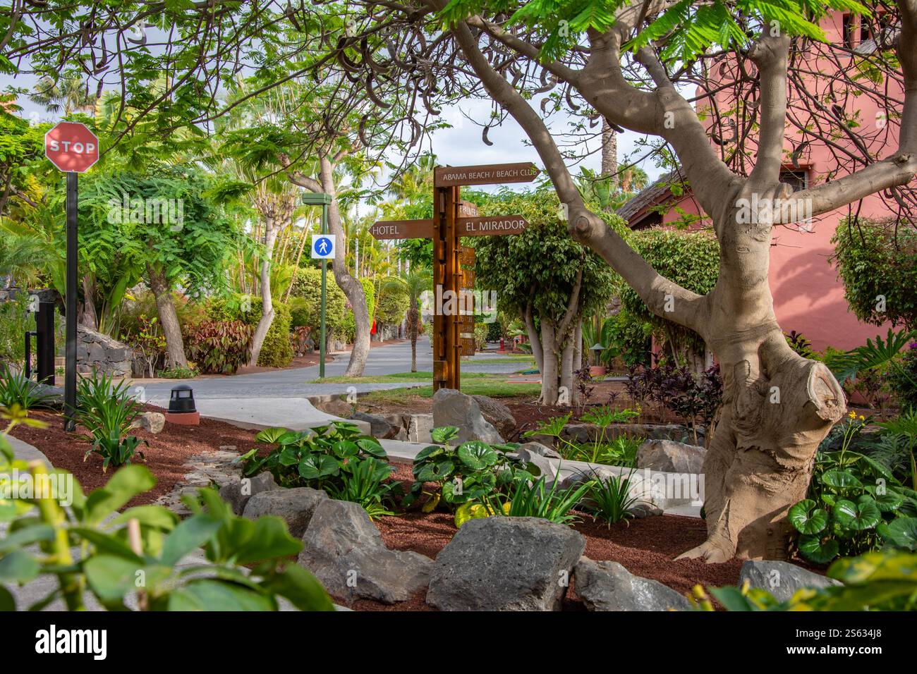 ABAMA, TENERIFE - 01 JUNE, 2022: pink buildings of the Ritz Carlton Tenerife Stock Photo