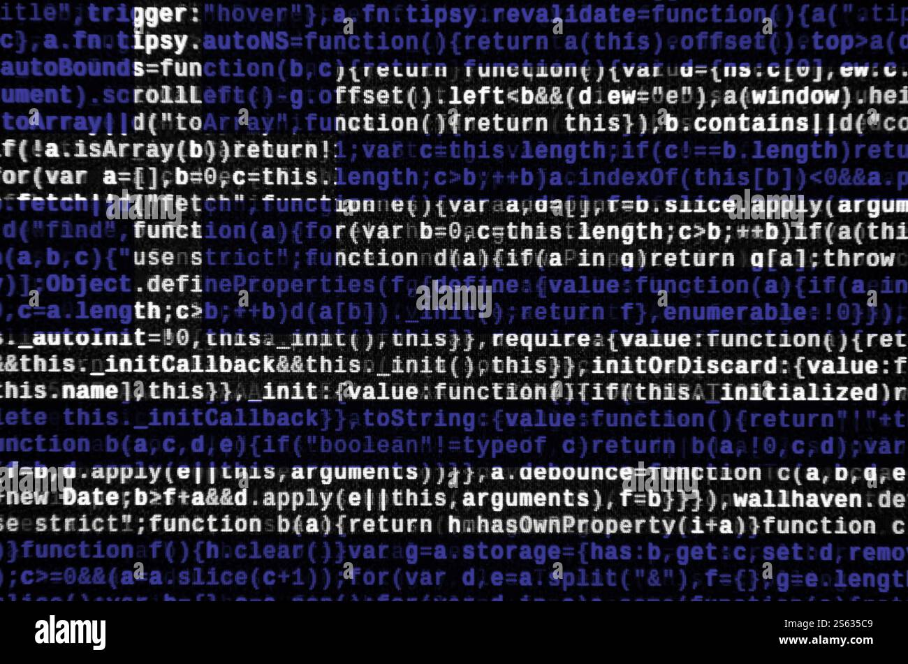 Greece flag is depicted on the screen with the program code. The concept of modern technology and site development. Greece flag is depicted on the Stock Photo