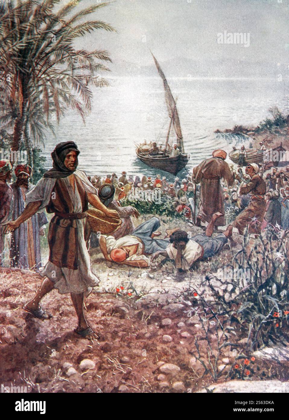 Colour Plate of Jesus Christ Preaching on a boat of the Shore of the ...
