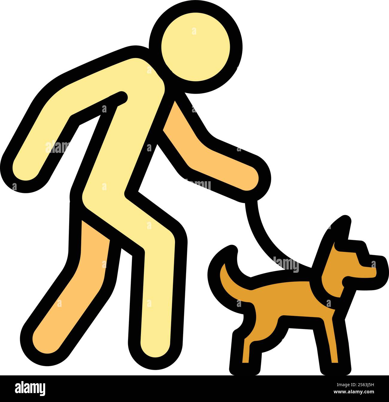Senior man walking dog icon. Outline senior man walking dog vector icon for web design isolated on white background. Senior man walking dog icon, outline style Stock Vector