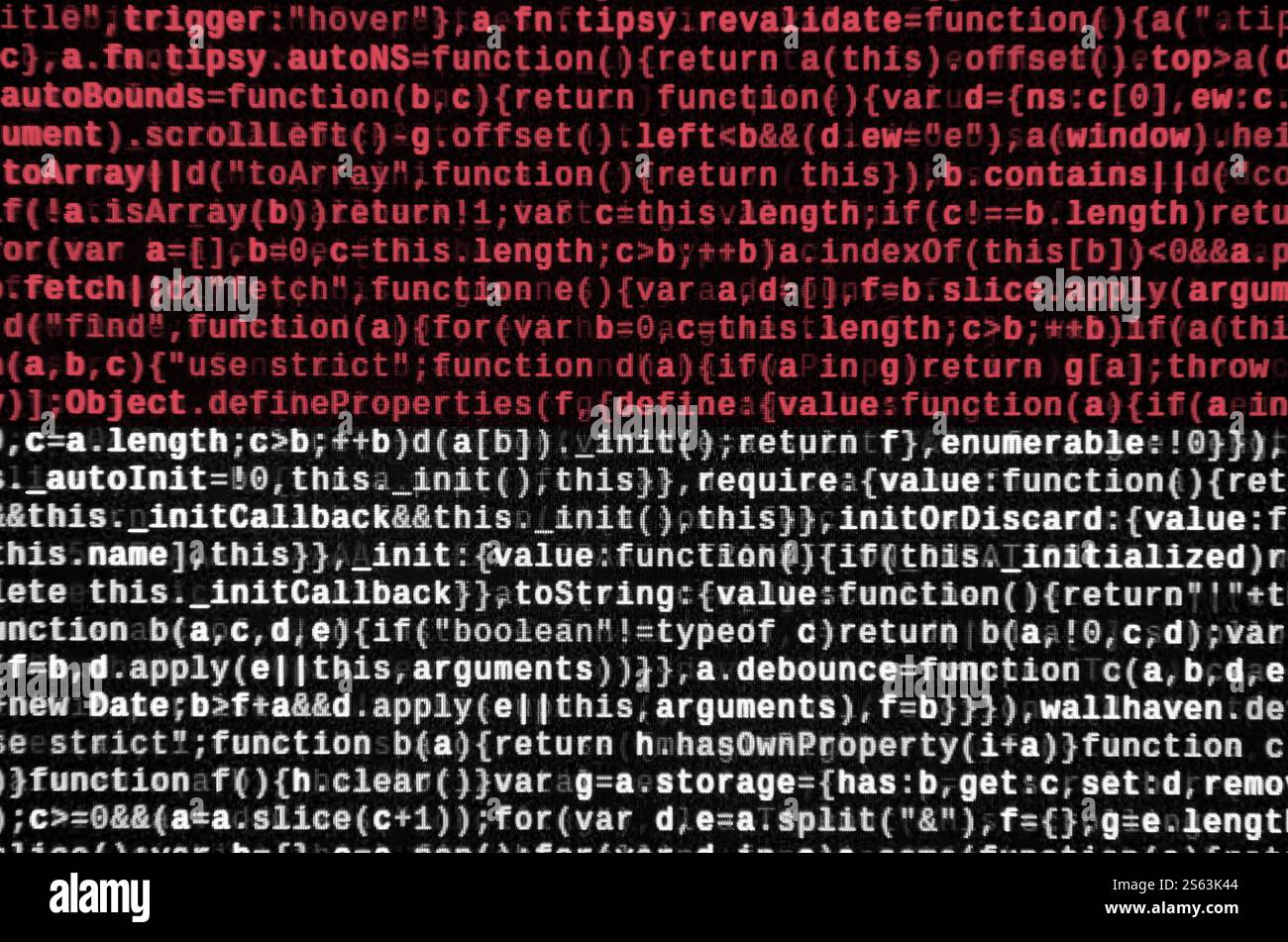 Monaco flag is depicted on the screen with the program code. The concept of modern technology and site development. Monaco flag is depicted on the Stock Photo
