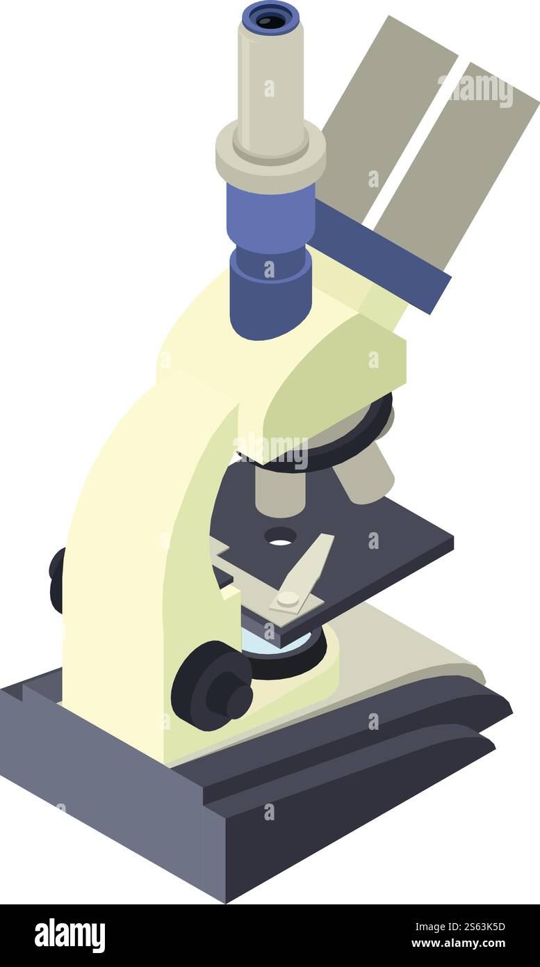 Microscope icon. Isometric of microscope vector icon for web design isolated on white background. Microscope icon, isometric style Stock Vector