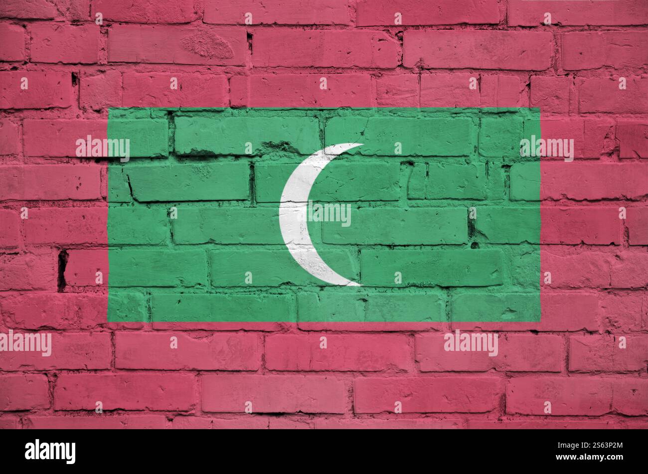 Maldives flag is painted onto an old brick wall Stock Photo - Alamy