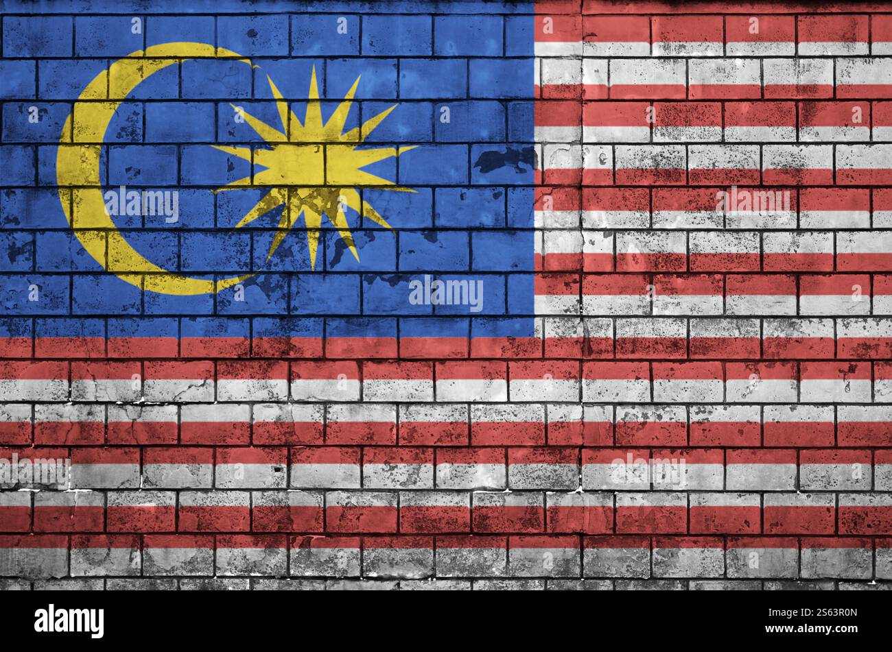 Malaysia flag is painted onto an old brick wall Stock Photo - Alamy