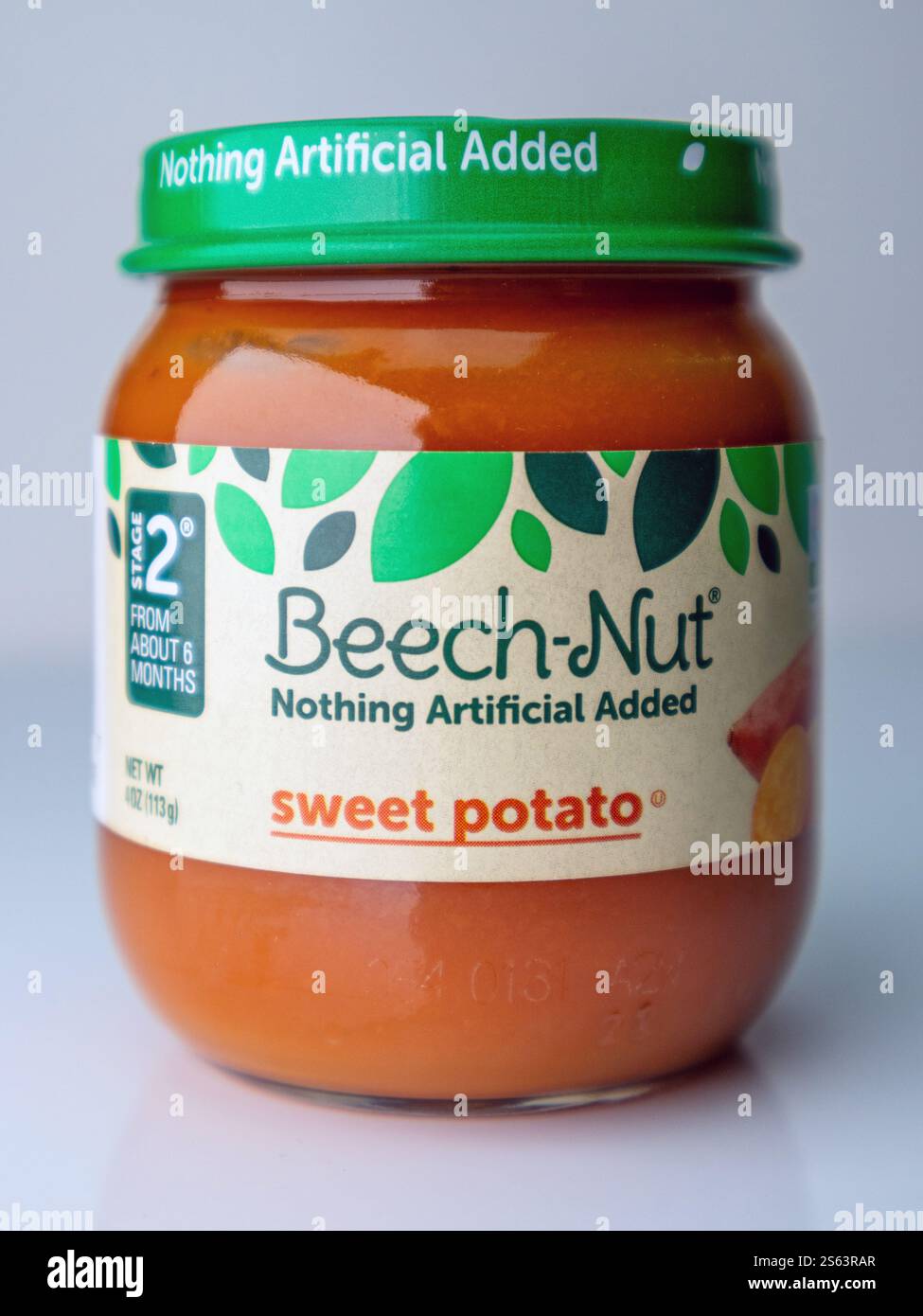 A jar of Beech Nut Sweet Potato baby food Stock Photo