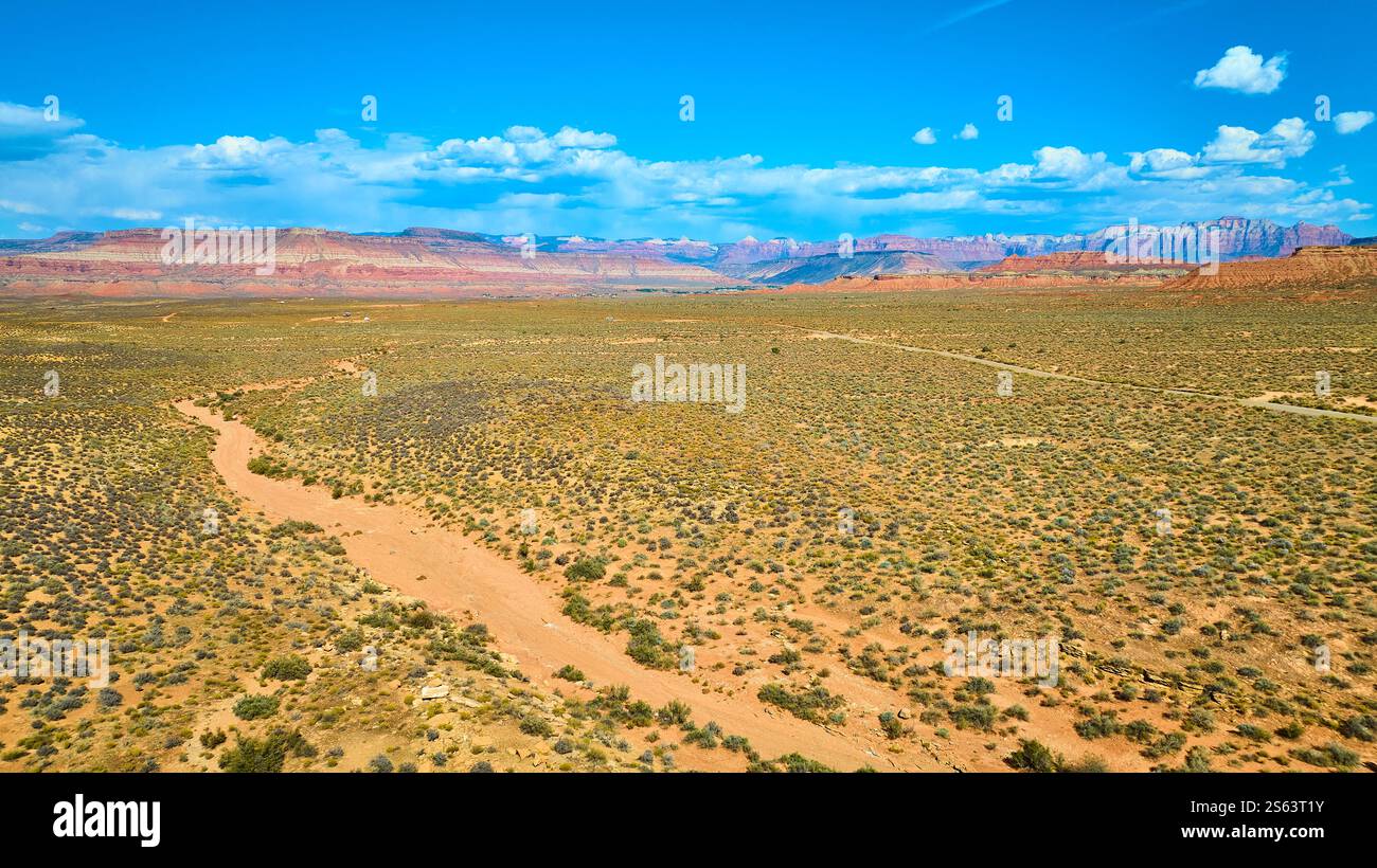 Aerial of Gooseberry Mesa Desert Path in Utah Stock Photo