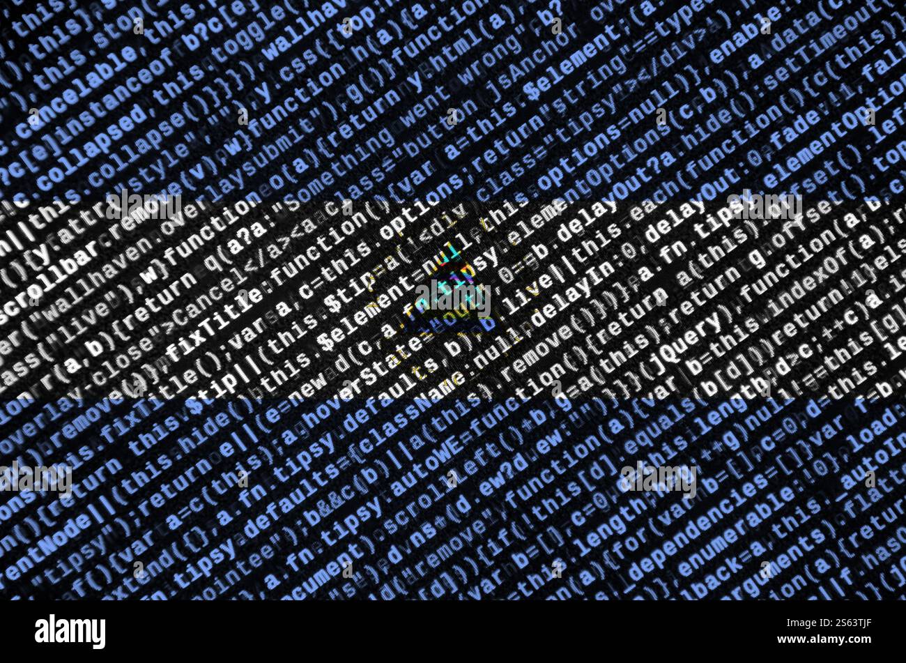 Nicaragua flag is depicted on the screen with the program code. The concept of modern technology and site development. Nicaragua flag is depicted on Stock Photo