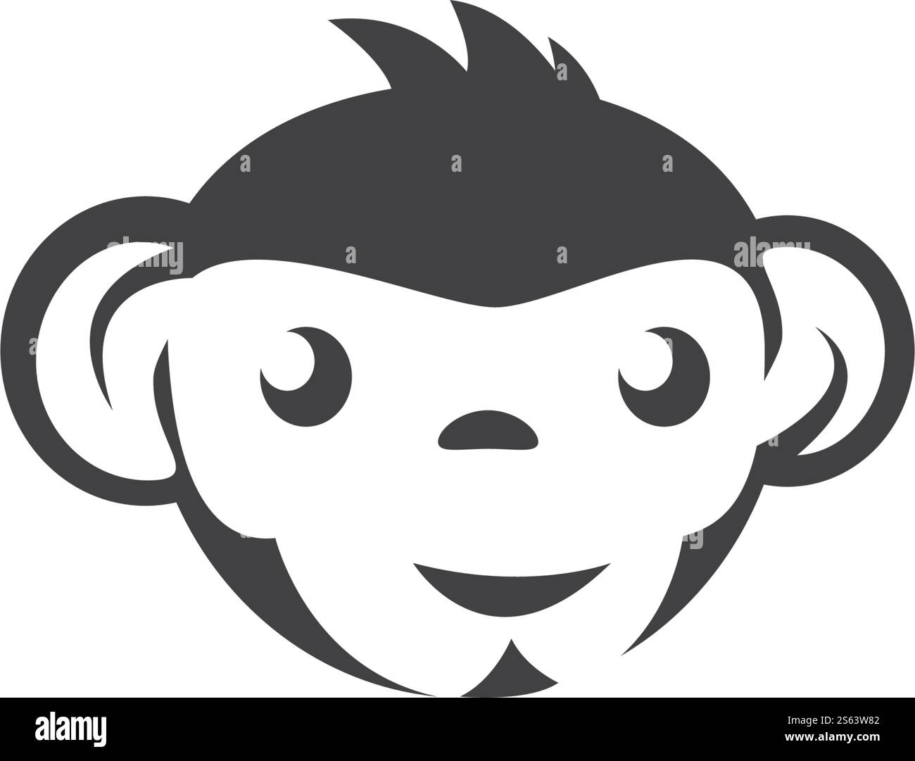 Monkey head logo ilustration vector flat design Stock Vector