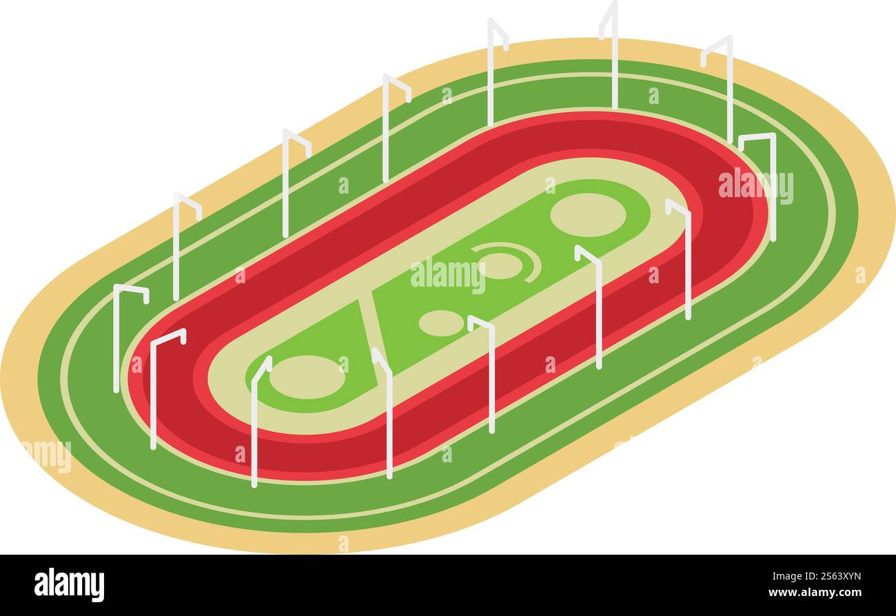 Running arena icon. Isometric of running arena vector icon for web design isolated on white background. Running arena icon, isometric style Stock Vector