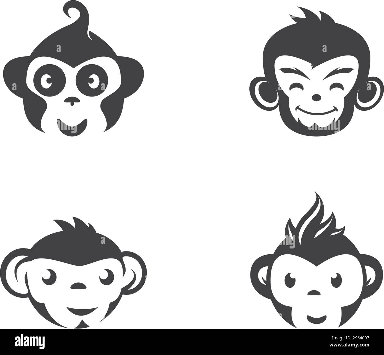 Monkey logo ilustration vector flat design Stock Vector