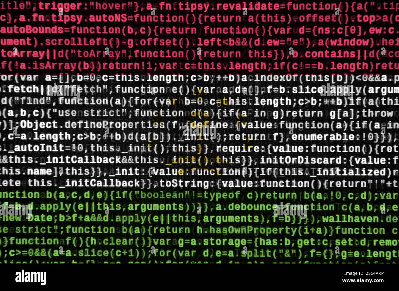 Tajikistan flag is depicted on the screen with the program code. The concept of modern technology and site development. Tajikistan flag is depicted Stock Photo