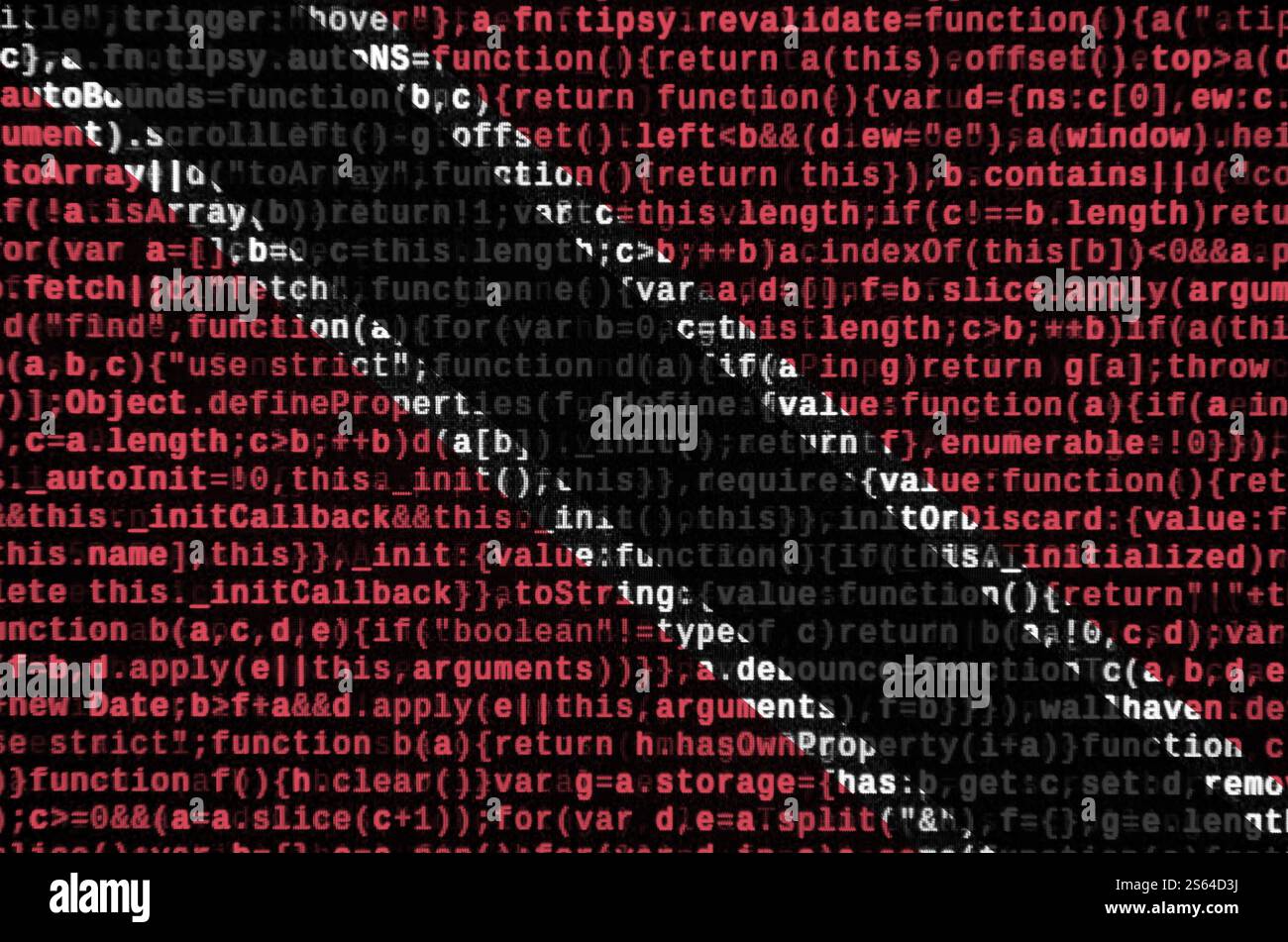 Trinidad and Tobago flag is depicted on the screen with the program code. The concept of modern technology and site development. Trinidad and Tobago Stock Photo