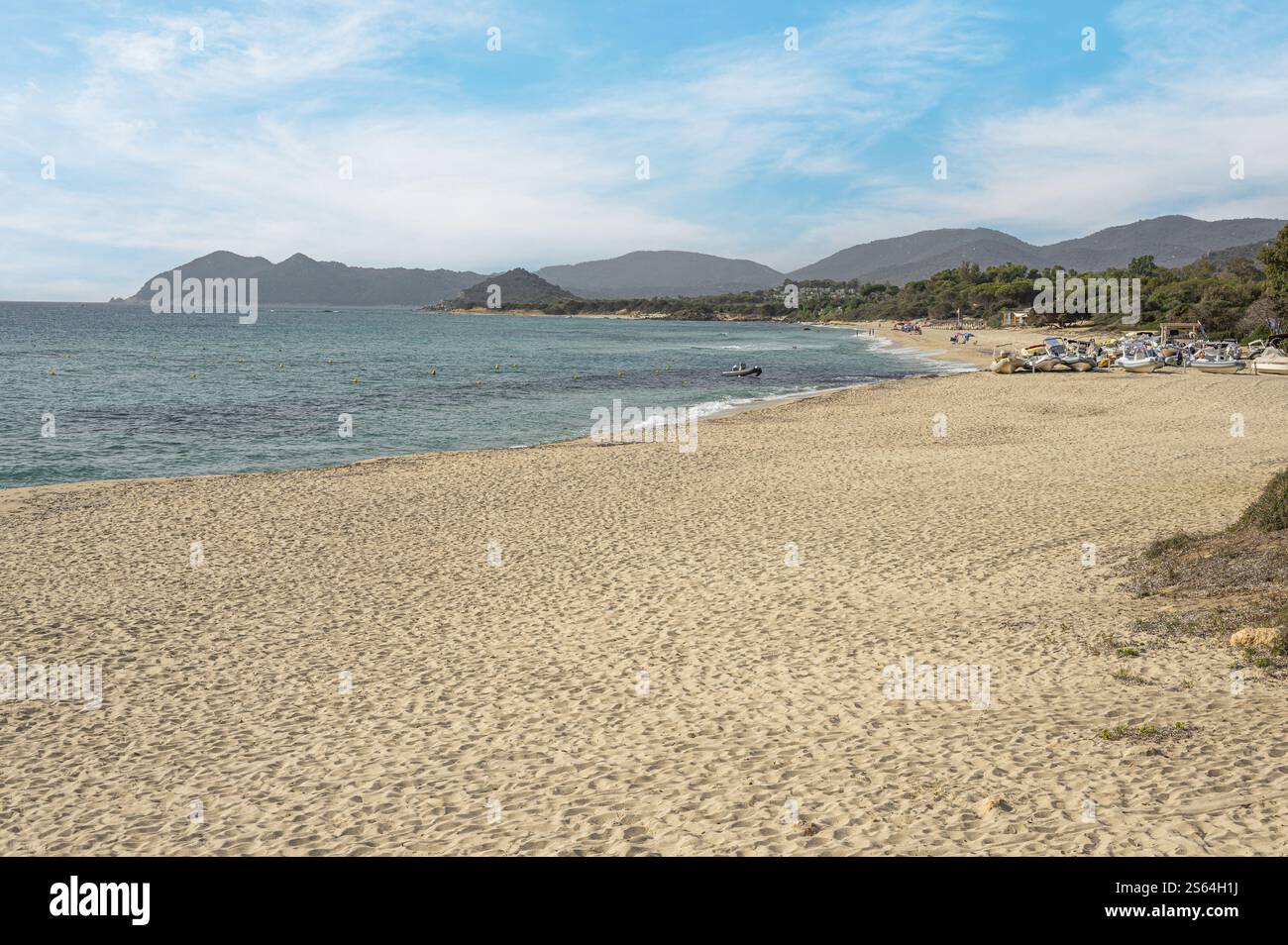 The famous beach of Costa Rei in Sardinia with turquoise and ...