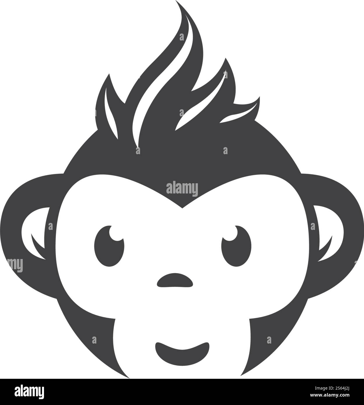 Monkey head logo ilustration vector flat design Stock Vector