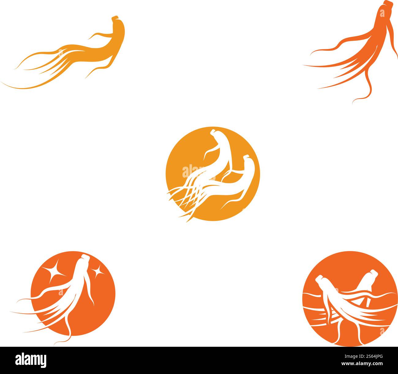 Set Ginseng Wave Logo Template vector symbol nature Stock Vector