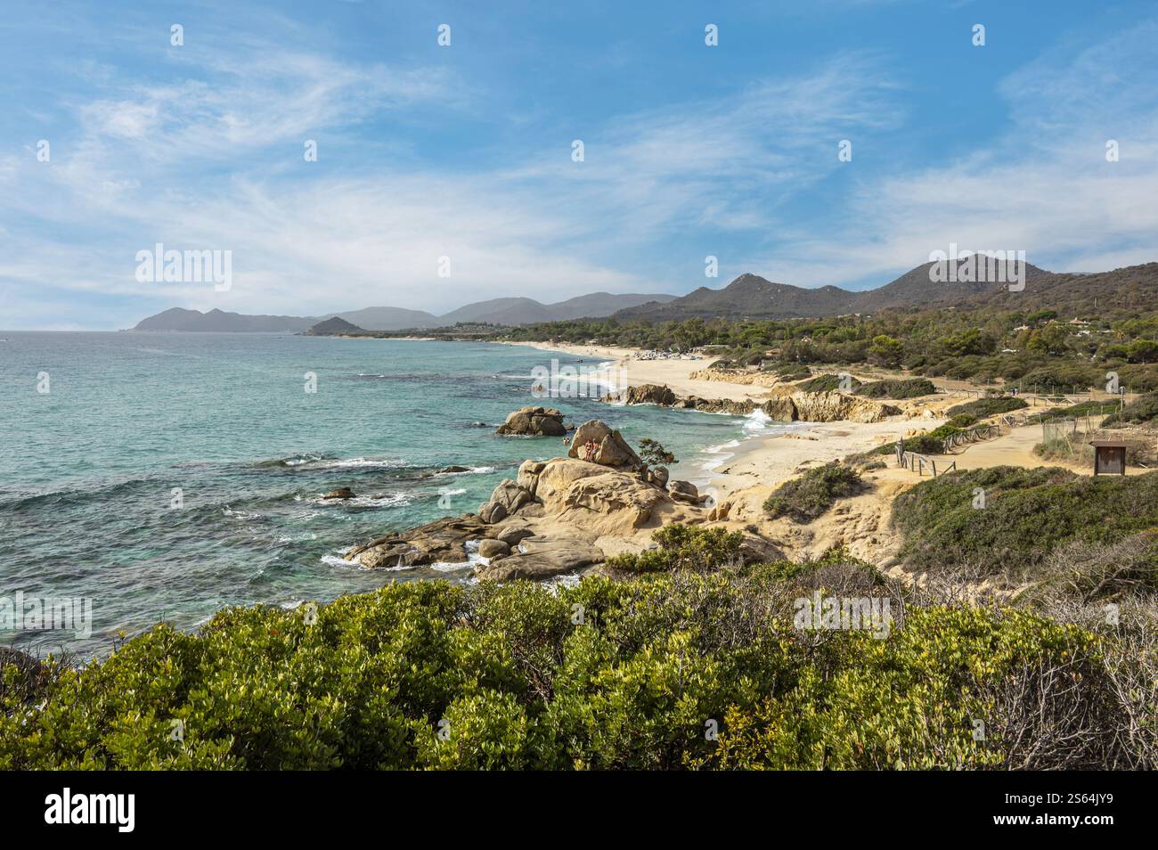 The famous beach of Costa Rei in Sardinia with turquoise and ...