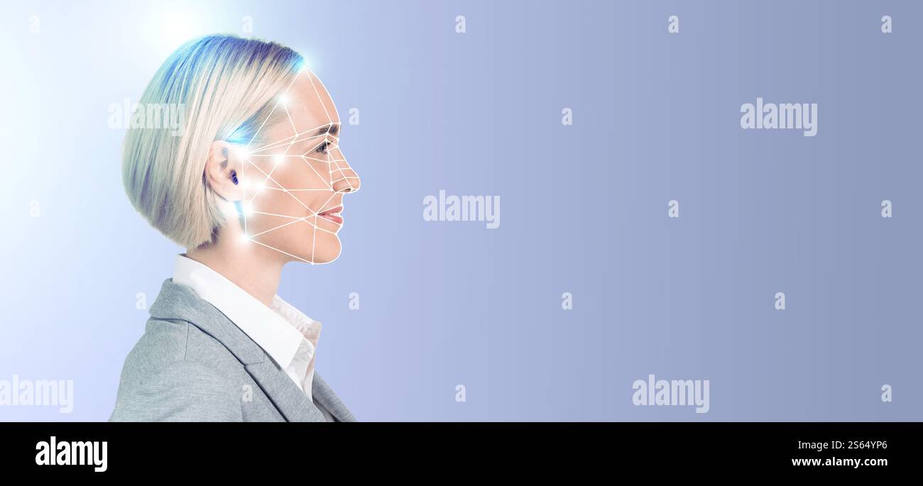 Modern technology enhances facial recognition in identification processes Stock Photo