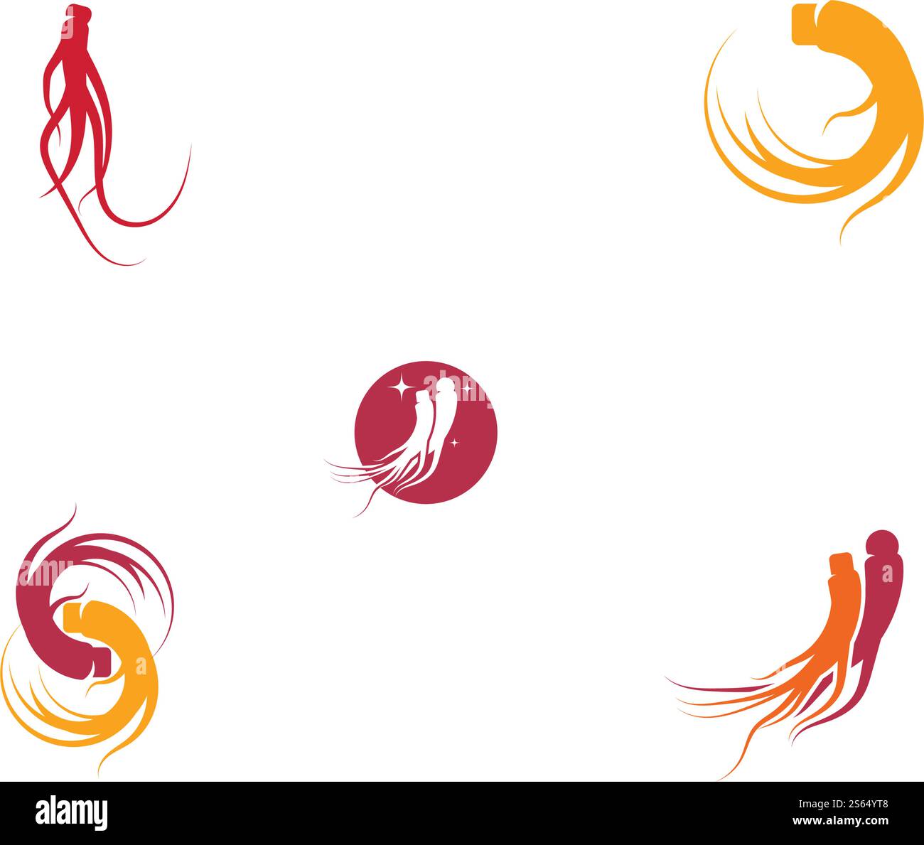 Set Ginseng Wave Logo Template vector symbol nature Stock Vector