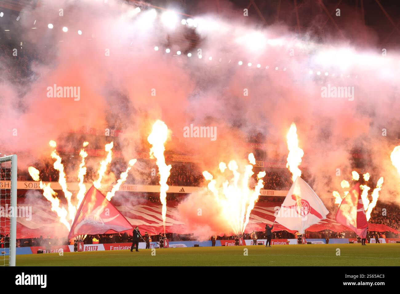 London UK 15th Jan 2025 Pre match Fireworks At The Arsenal V london-uk-15th-jan-2025-pre-match-fireworks-at-the-arsenal-v