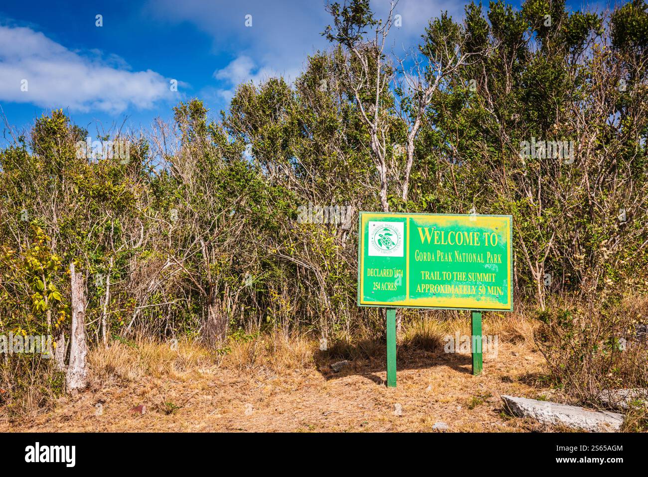 Virgin Gorda, BVI - March 22, 2018: Gorda Peak National Park features a trail network leading to scenic views from the highest peak on the island. Stock Photo