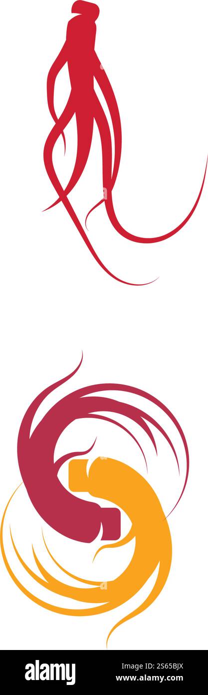 Ginseng Wave Logo Template vector symbol nature Stock Vector
