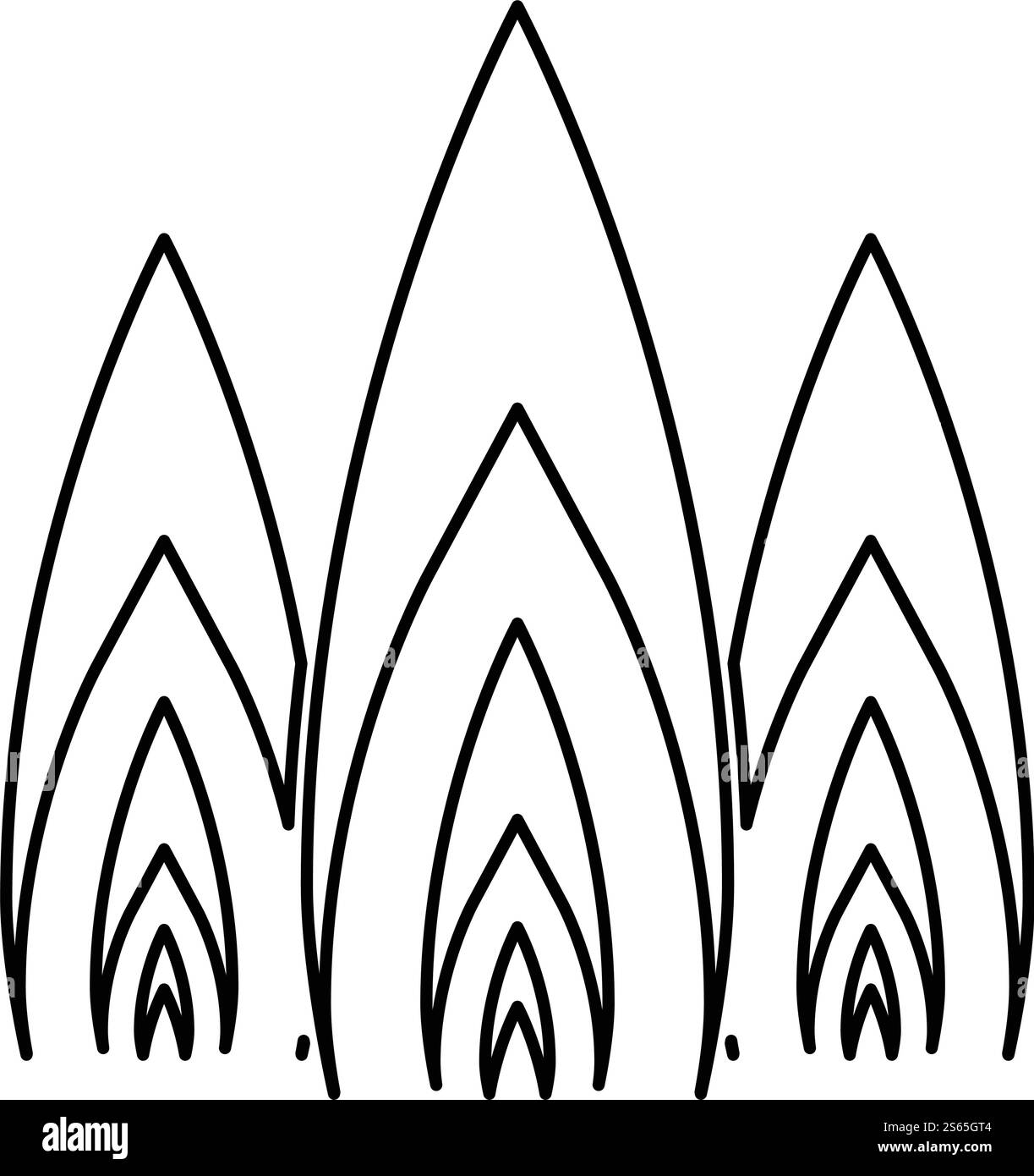 Three flame fire Burn bonfire 3 tongues icon outline black color vector ...