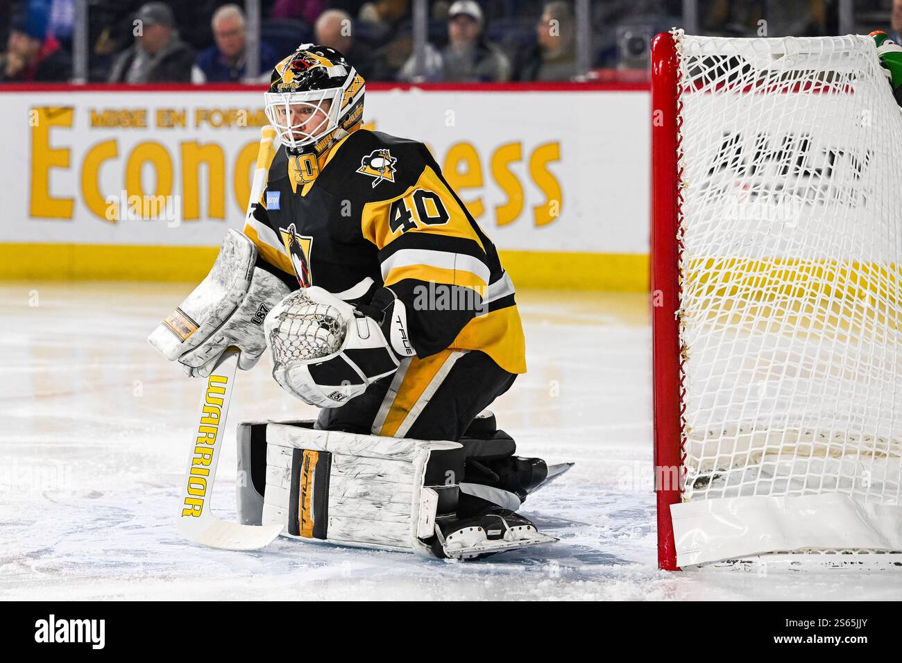 LAVAL, QC - JANUARY 15: Look on Wilkes-Barre/Scranton Penguins goalie ...