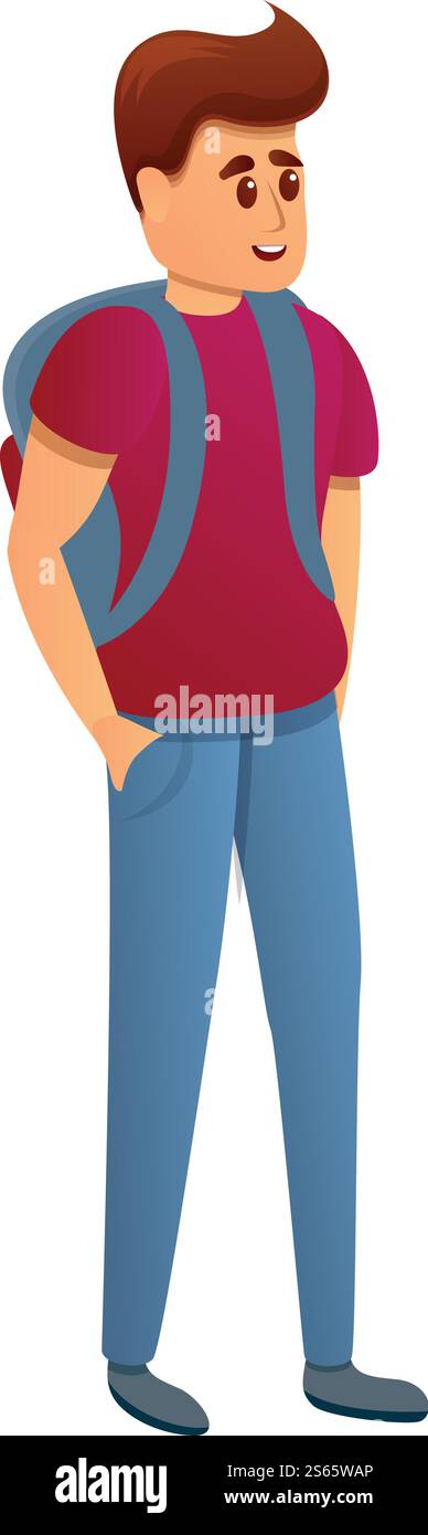 Student with backpack icon. Cartoon of student with backpack vector ...